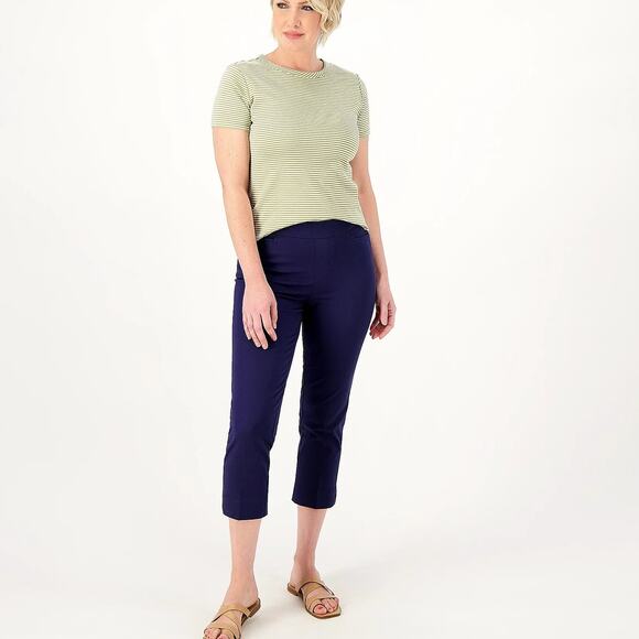 Isaac Mizrahi Live! 24/7 Stretch Crop Pants Navy - Size 14 NWT - Picture 1 of 9